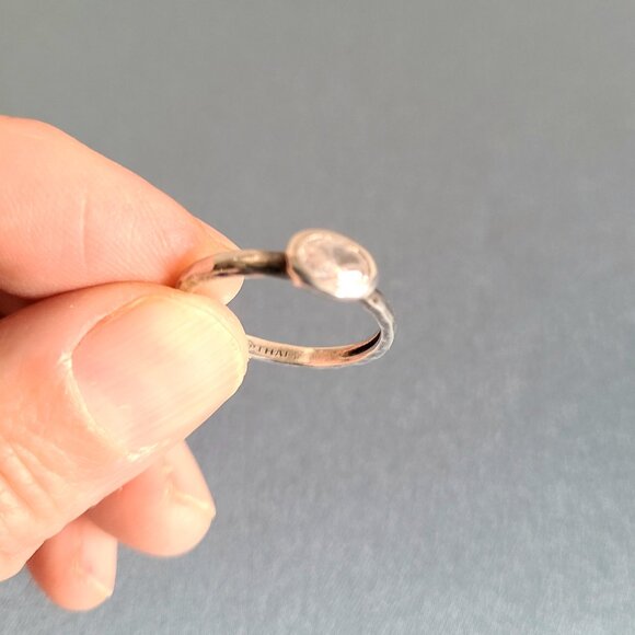 Sterling solver ring with clear cubic zirconia stone. - Picture 7 of 7